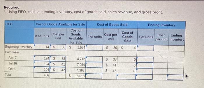 Solved Required 1 Using Fifo Calculate Ending Inventory 8160