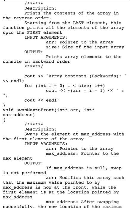 Solved the maximum value in the array to the max pointer | Chegg.com