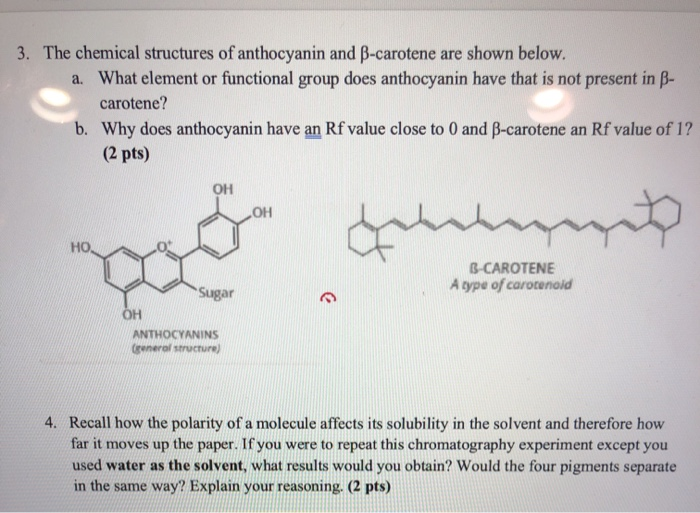 Solved 3. The chemical structures of anthocyanin and