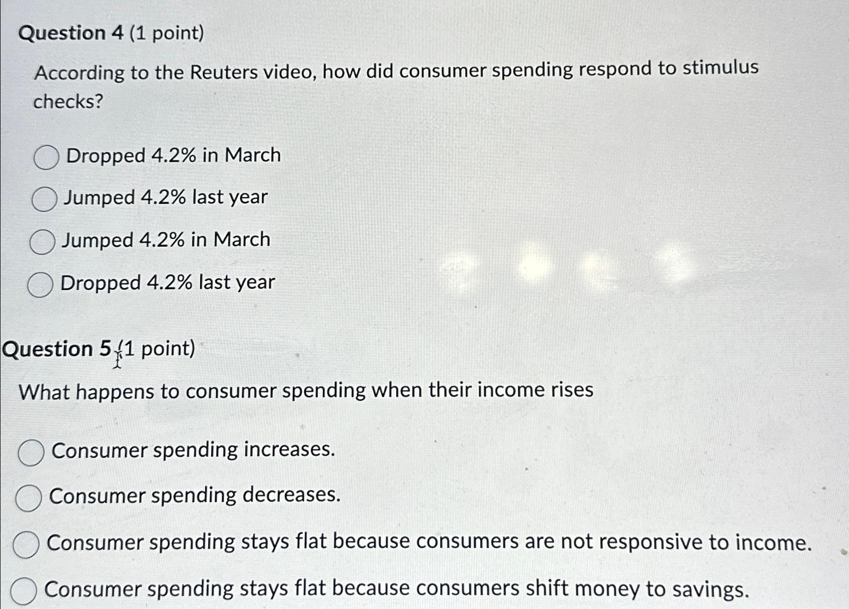 Solved Question 4 (1 ﻿point)According to the Reuters video, | Chegg.com