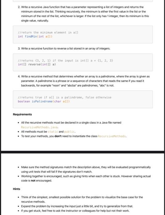 Solved 2. Write a recursive Java function that has a | Chegg.com