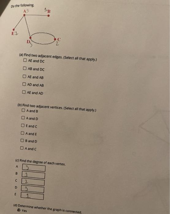 Solved Do the following A3 EL 2 (a) Find two adjacent edges. | Chegg.com