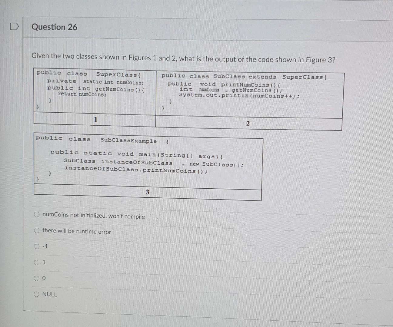Solved Question 26 Given the two classes shown in Figures 1 | Chegg.com
