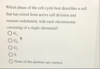Solved Which phase of the cell cycle best describes a cell | Chegg.com