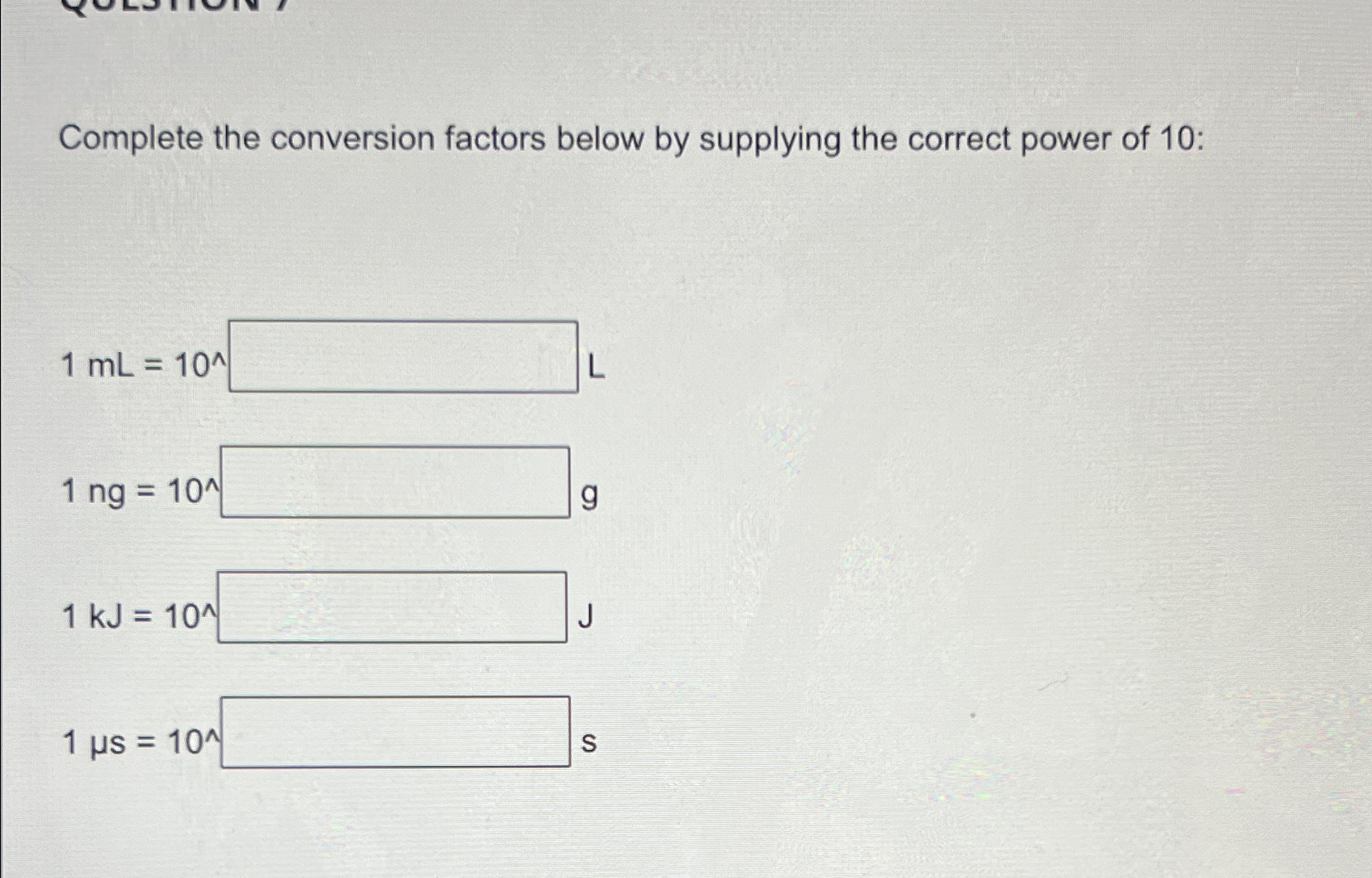 Solved Complete The Conversion Factors Below By Supplying | Chegg.com