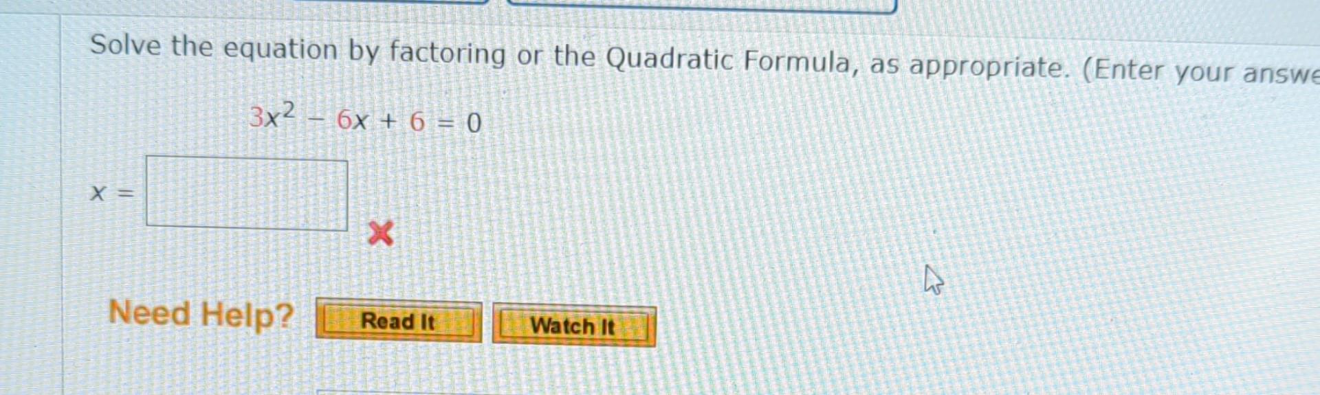 Solved Solve the equation by factoring or the Quadratic | Chegg.com