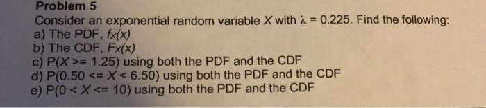 Solved Problem 5 Consider an exponential random variable X | Chegg.com