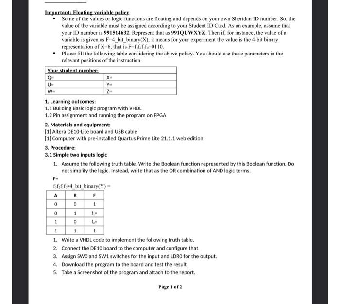 Important: Floating variable policy - Some of the | Chegg.com