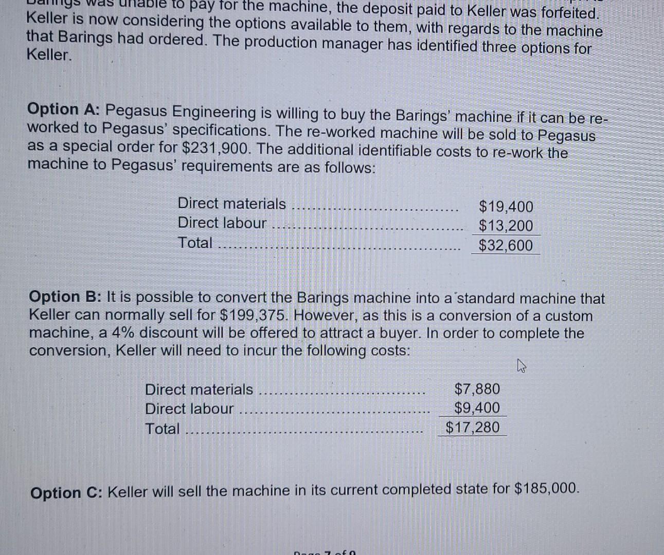 Solved Keller Technology produces specialised machinery | Chegg.com
