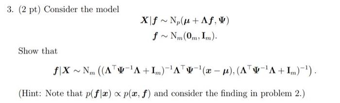 Solved 3. (2 pt) Consider the model | Chegg.com