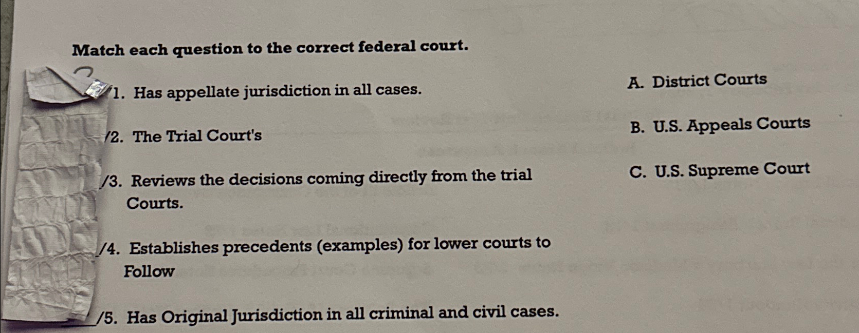 Solved Match each question to the correct federal court.Has Chegg