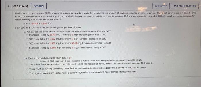 Solved B.ochemical oxygen demand (BOD) measures organic | Chegg.com
