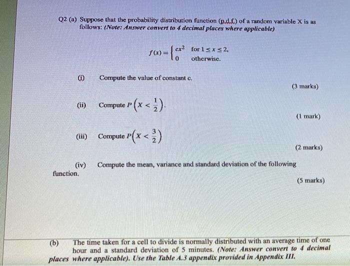 Solved Q2 (a) Suppose that the probability distribution | Chegg.com