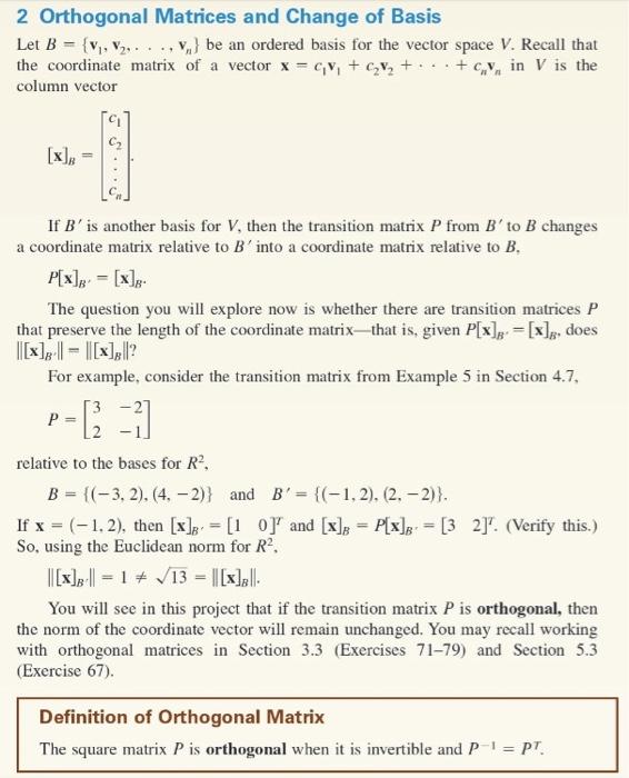 Solved 2 Orthogonal Matrices And Change Of Basis Let B = {1, | Chegg.com