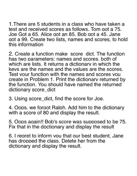 Solved 1.There are 5 students in a class who have taken a | Chegg.com