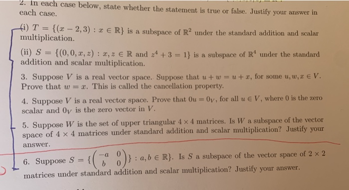 Solved 2. In each case below, state whether the statement is | Chegg.com