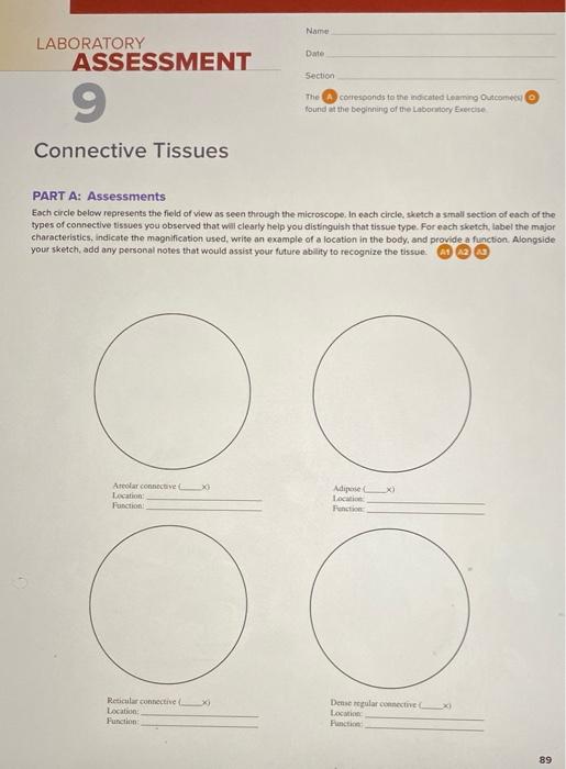 Name Date Section LABORATORY ASSESSMENT 9 Connective | Chegg.com