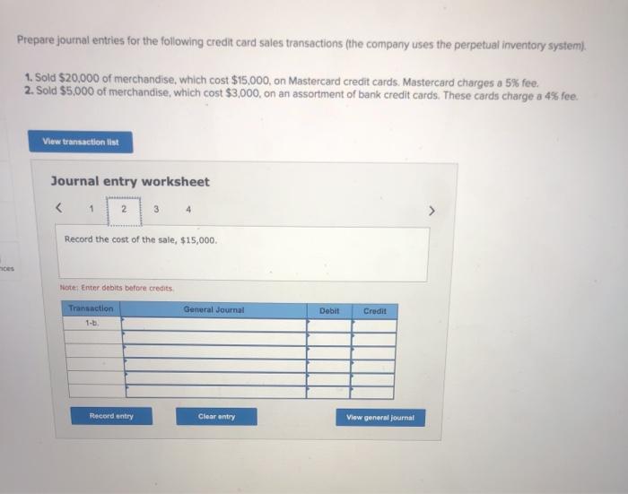 Solved Prepare journal entries for the following credit card