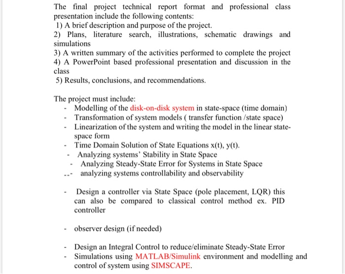 Project Tech Report The final project technical report format and | Chegg.com