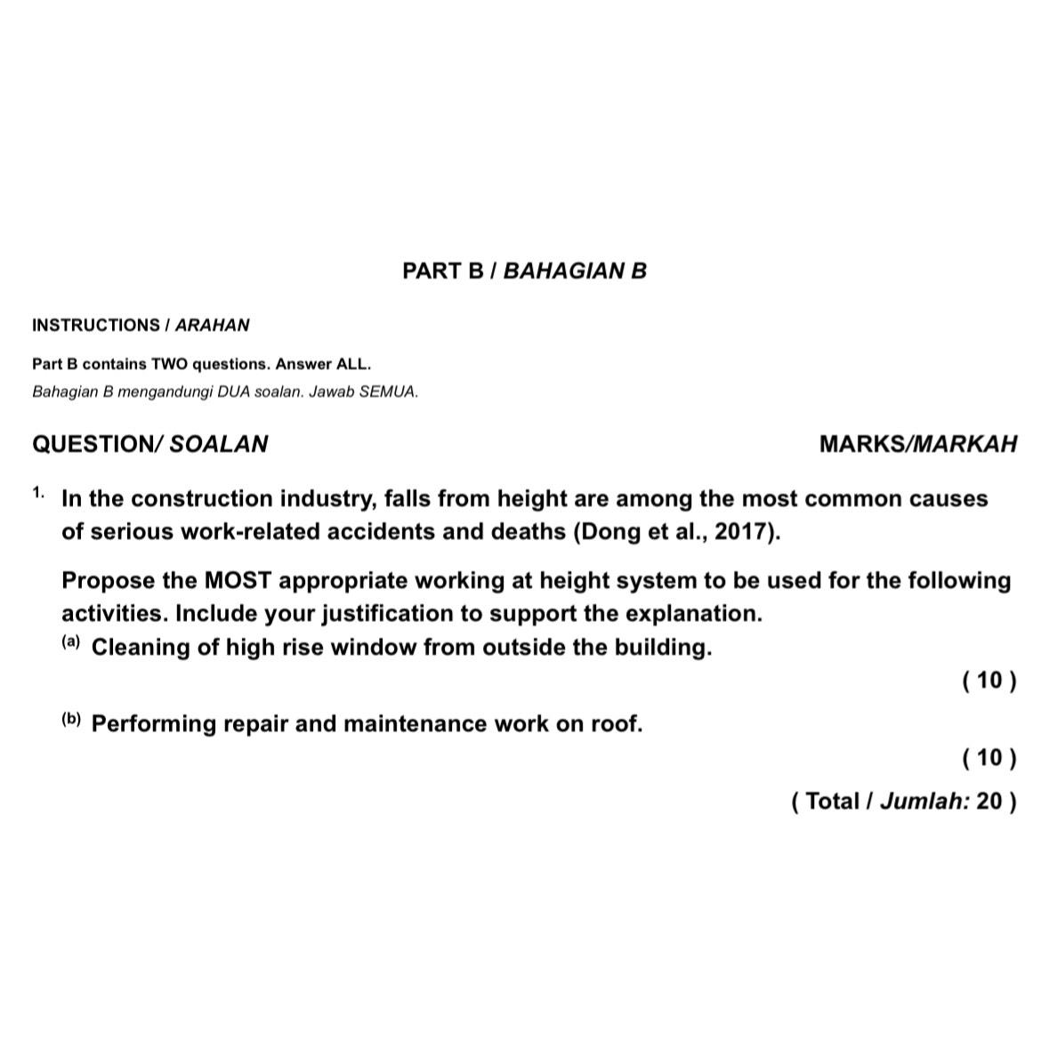 Solved PART B / ﻿BAHAGIAN BINSTRUCTIONS / ﻿ARAHANPart B | Chegg.com