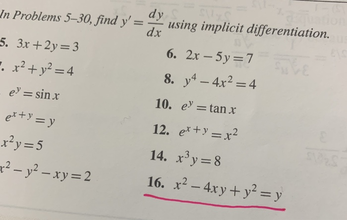 Solved Using Implicit Differentiation An In Problems Chegg Com