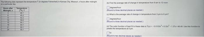 The following data represent the temperature T (in | Chegg.com