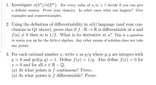 Solved 1 Investigate O H H For Every Value Of N M Chegg Com