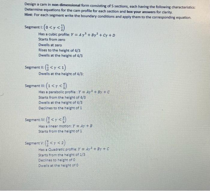 Solved Design a cam in non dimensional form consisting of 5 | Chegg.com
