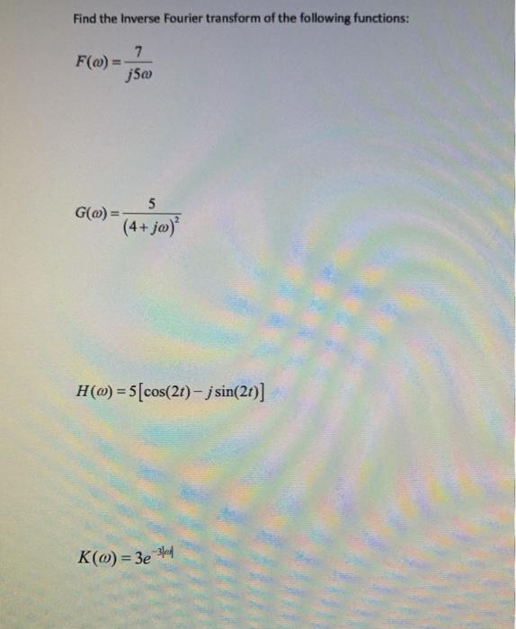 Solved Find the Inverse Fourier transform of the following | Chegg.com