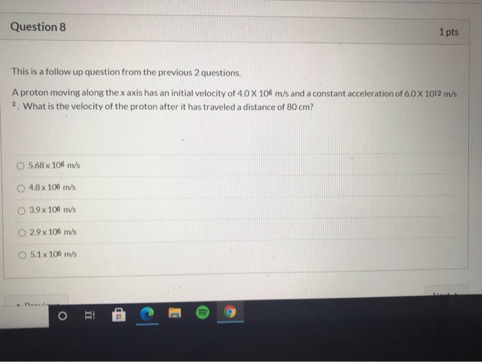 Solved Question 8 1 Pts This Is A Follow Up Question From | Chegg.com