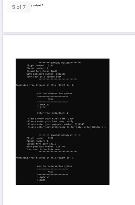 Solved Problem 2. (Airline ticket booking system prototype) | Chegg.com