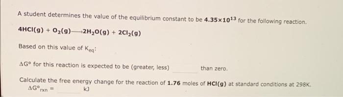 Solved A student determines the value of the equilibrium | Chegg.com