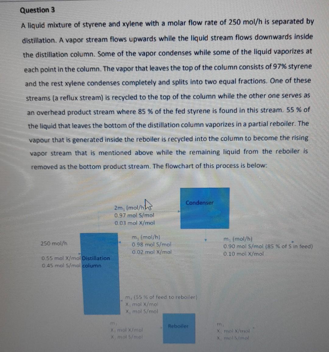 Question 3 A Liquid Mixture Of Styrene And Xylene | Chegg.com