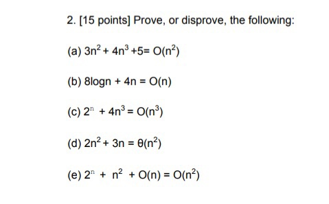 Solved 2 15 Points Prove Or Disprove The Following Chegg Com
