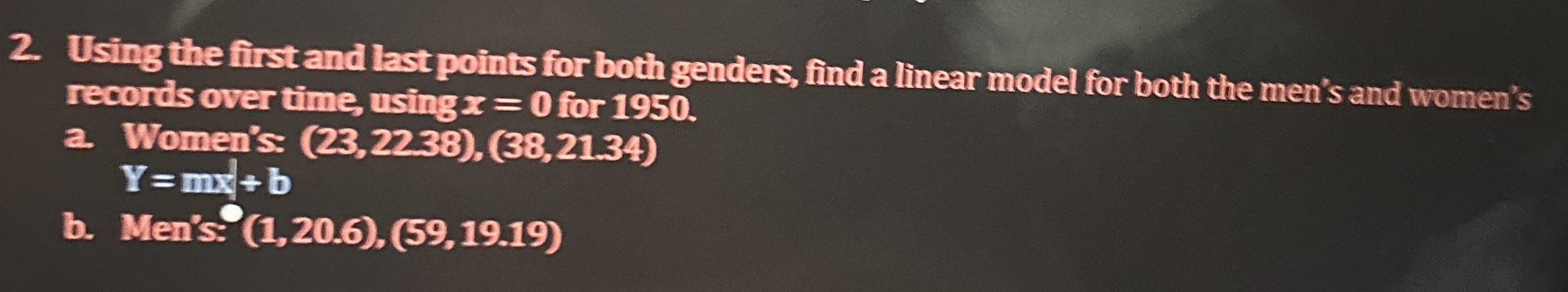Solved Using the first and last points for both genders, | Chegg.com