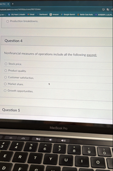[Solved]: Production breakdowns. Question 4 Nonfinancial me