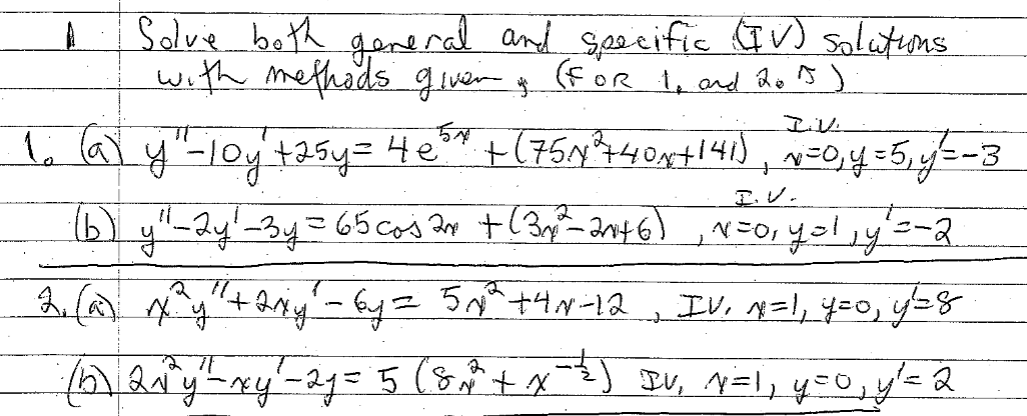 Iv Solution Math Solve both general and specific (IV) solutionswith | Chegg.com