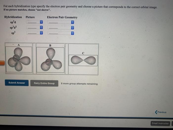 Solved For Each Hybridization Type Specify The Electron Pair 1311