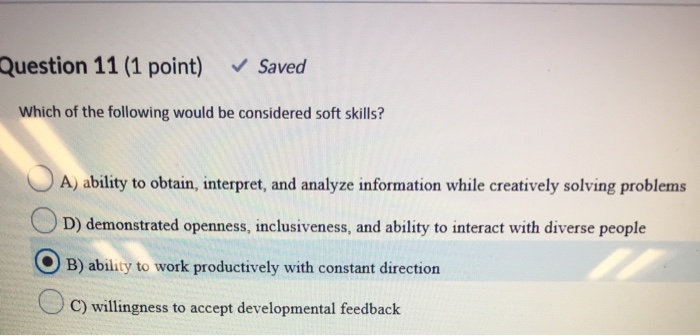Solved Question 11 (1 point) Saved Which of the following | Chegg.com