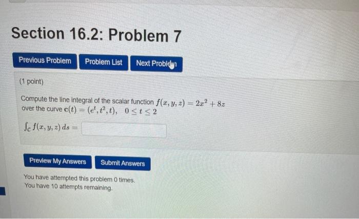 Solved Section 16.2: Problem 7 Previous Problem Problem List | Chegg.com