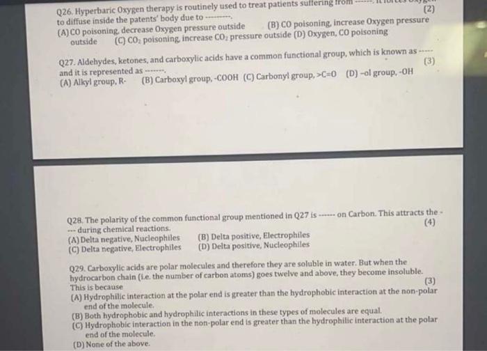 Solved Q26. Hyperbaric 0xygen therapy is routinely used to | Chegg.com