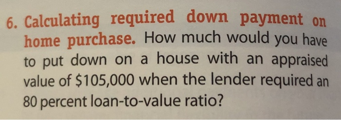 How much percent to put down on sale on a house