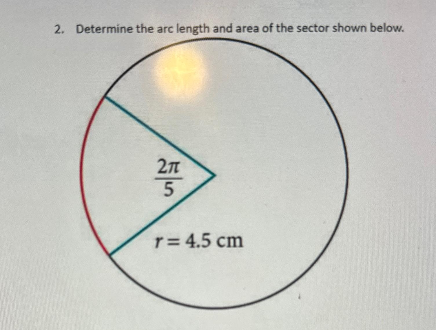 Solved Determine the arc length and area of the sector shown | Chegg.com