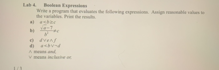 Solved Lab 4. Boolean Expressions Write a program that | Chegg.com
