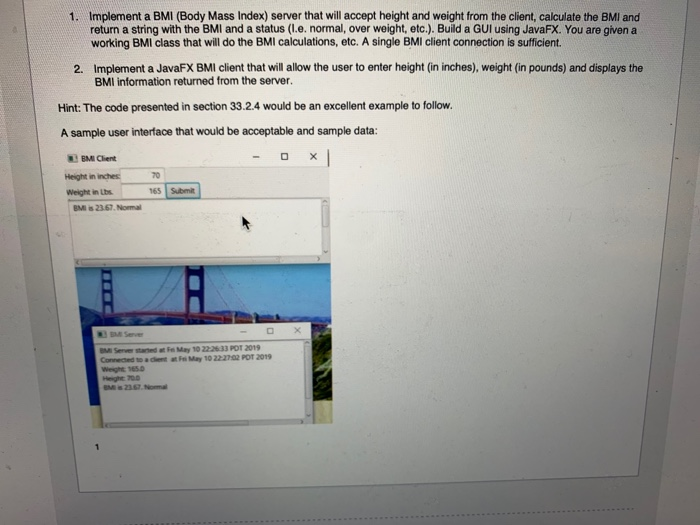 Solved 1. Implement a BMI (Body Mass Index) server that will | Chegg.com