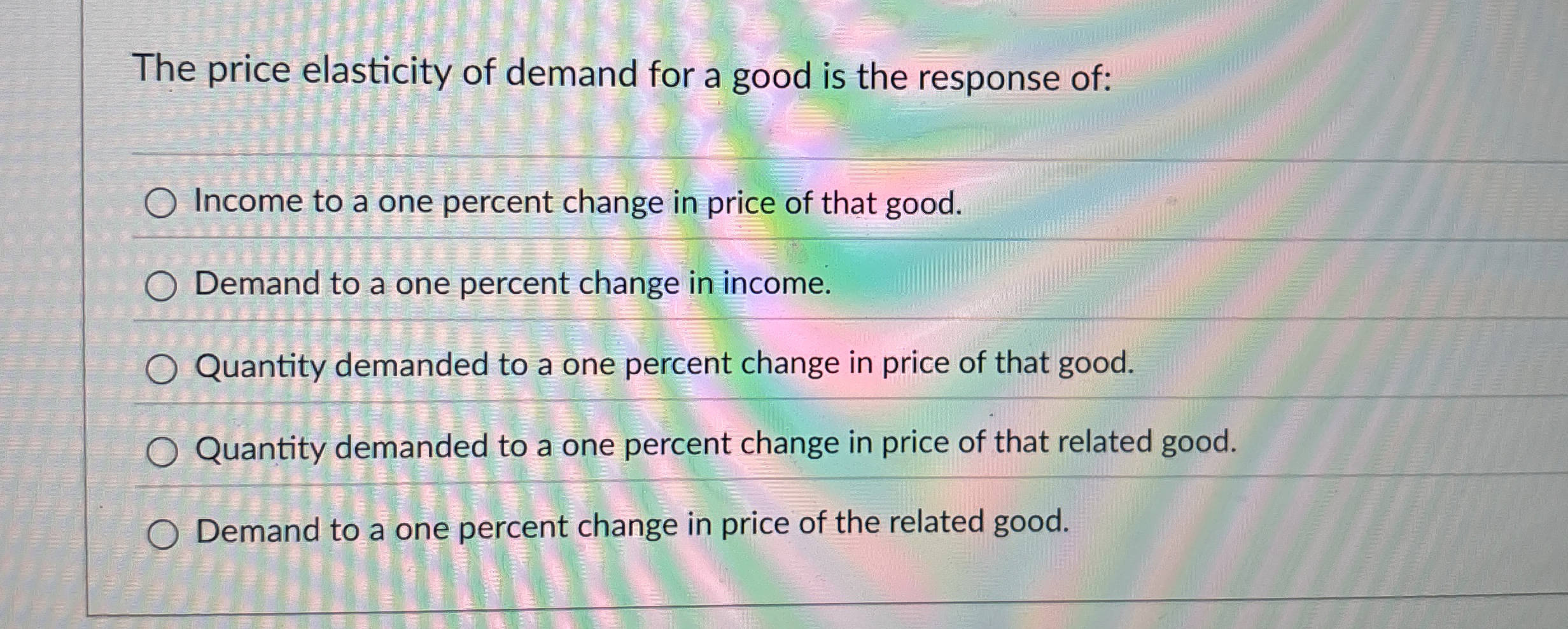 Solved The price elasticity of demand for a good is the | Chegg.com