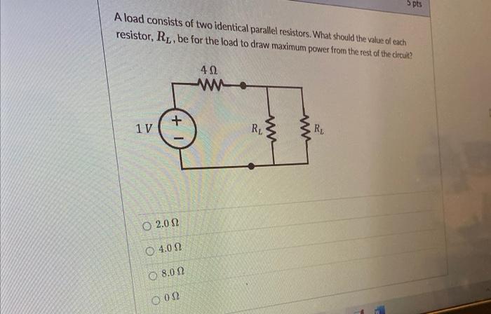 Solved 5 pts A load consists of two identical parallel | Chegg.com