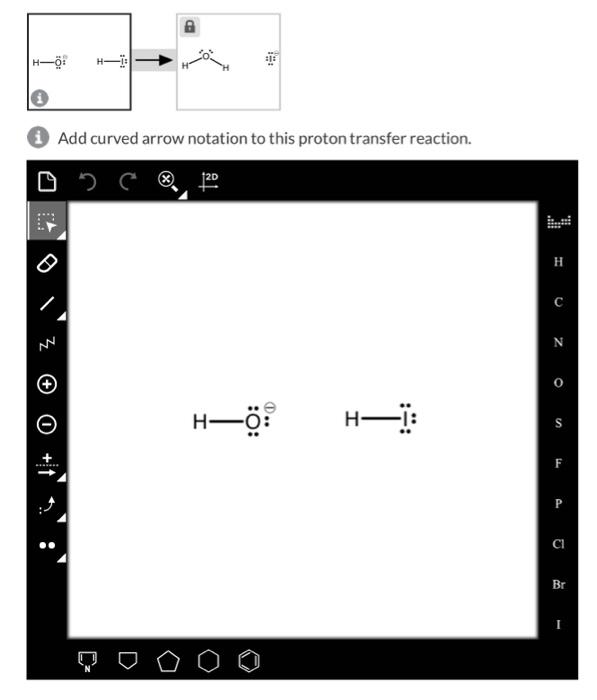 Add curved arrow notation to this proton transfer reaction.