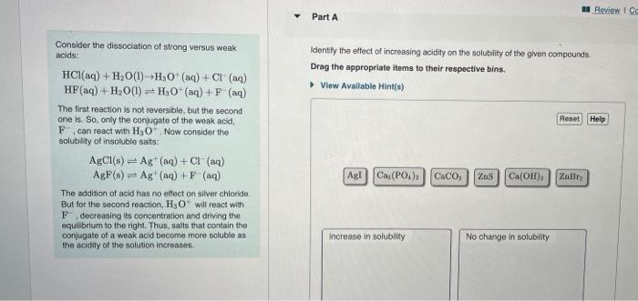 Solved Consider the dissociation of strong versus weak Chegg