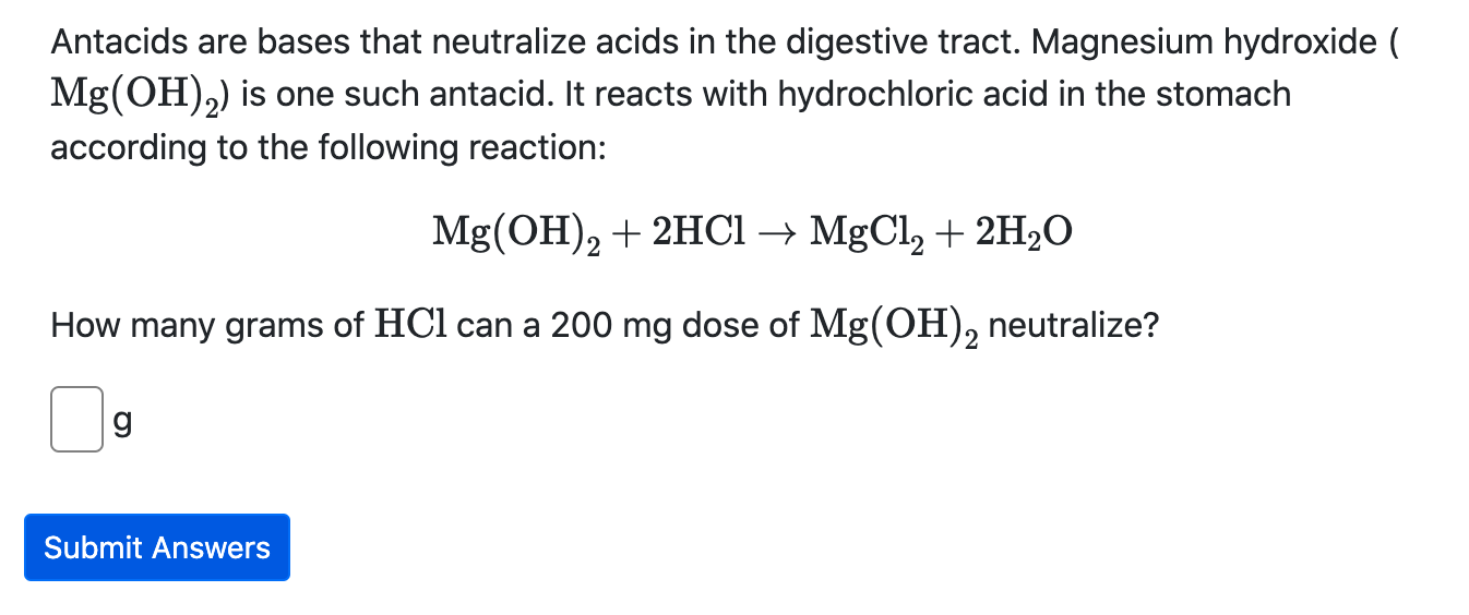 Solved Antacids are bases that neutralize acids in the | Chegg.com